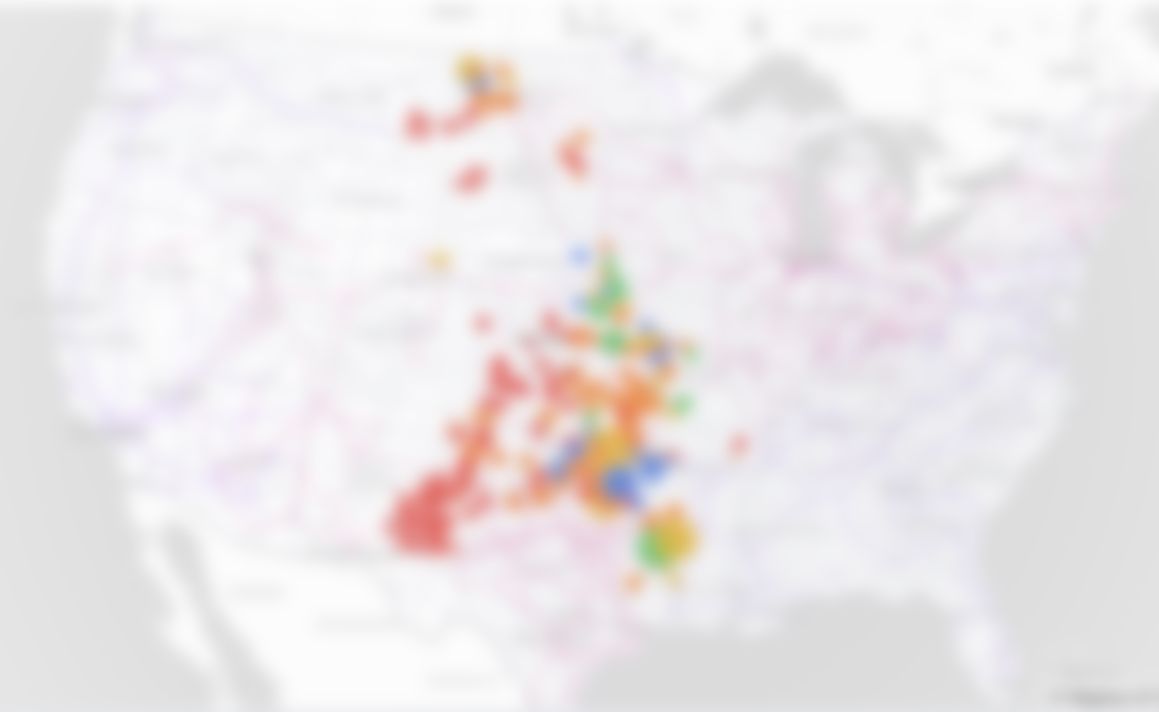 Geographic cost map preview (blurred)